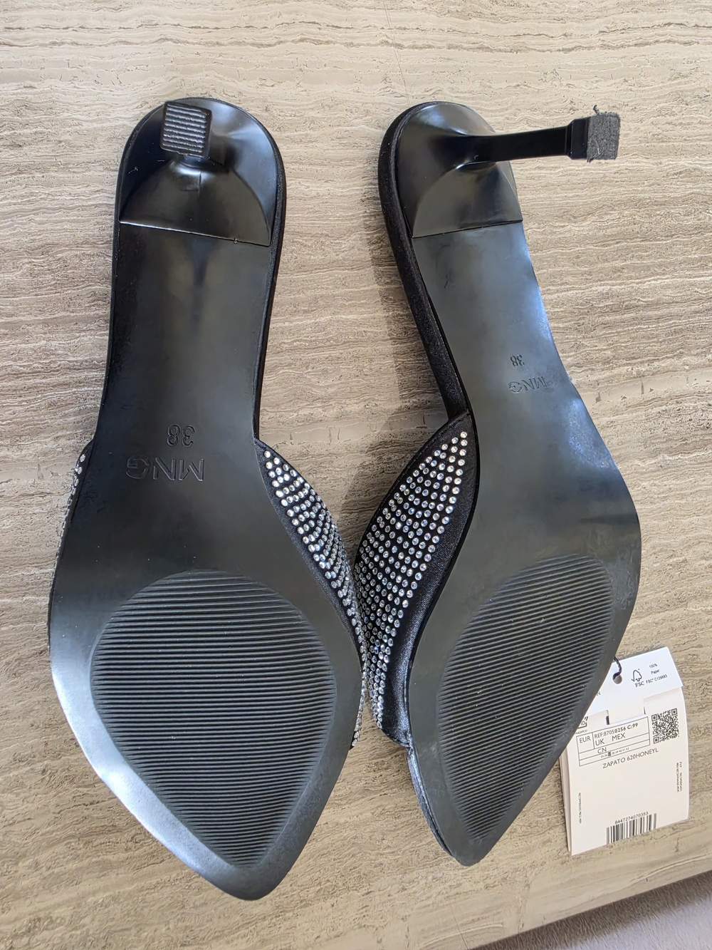 Mango Black Rhinestone Pointed-Toe Mule - Picture 6 of 13